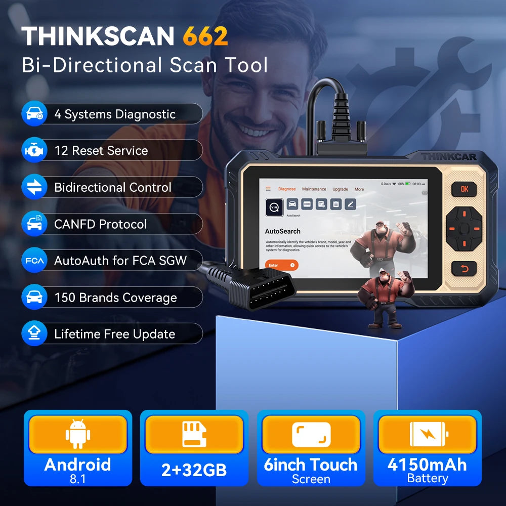 THINKCAR THINKSCAN 662 - 4 SISTEMAS + 12 FUNCIONES DE RESET + CAN FD