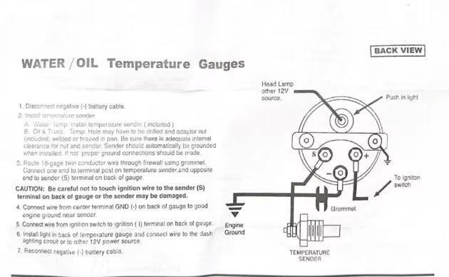 Medidor Temperatura Agua 52mm 12V + Sensor 1/8NPT