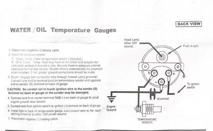 Medidor Temperatura Agua 52mm 12V + Sensor 1/8NPT