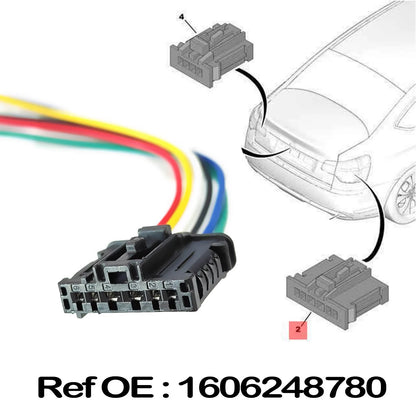 Arnés Conector 6 Pines 1606248780 Luz Trasera Peugeot / Citroën Repuesto de Cableado OEM