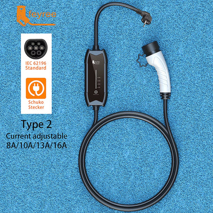 Cargador Portátil para Auto Eléctrico Feyree Tipo 2 16A 3.5 kW 220V Monofásico