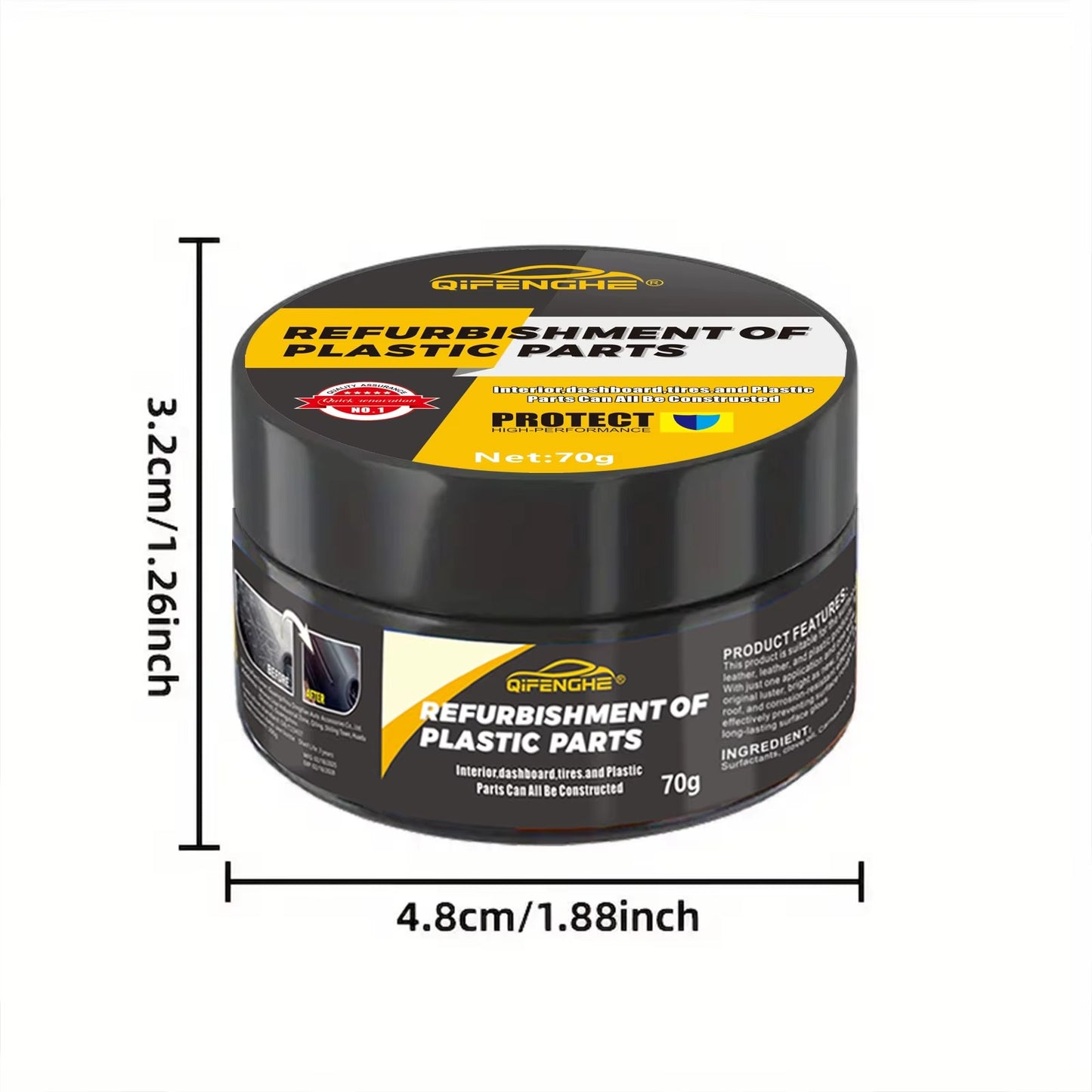 Crema Restauradora de Plásticos Automotriz 70 g  Interior y Exterior Antienvejecimiento Pulido Antidesgaste
