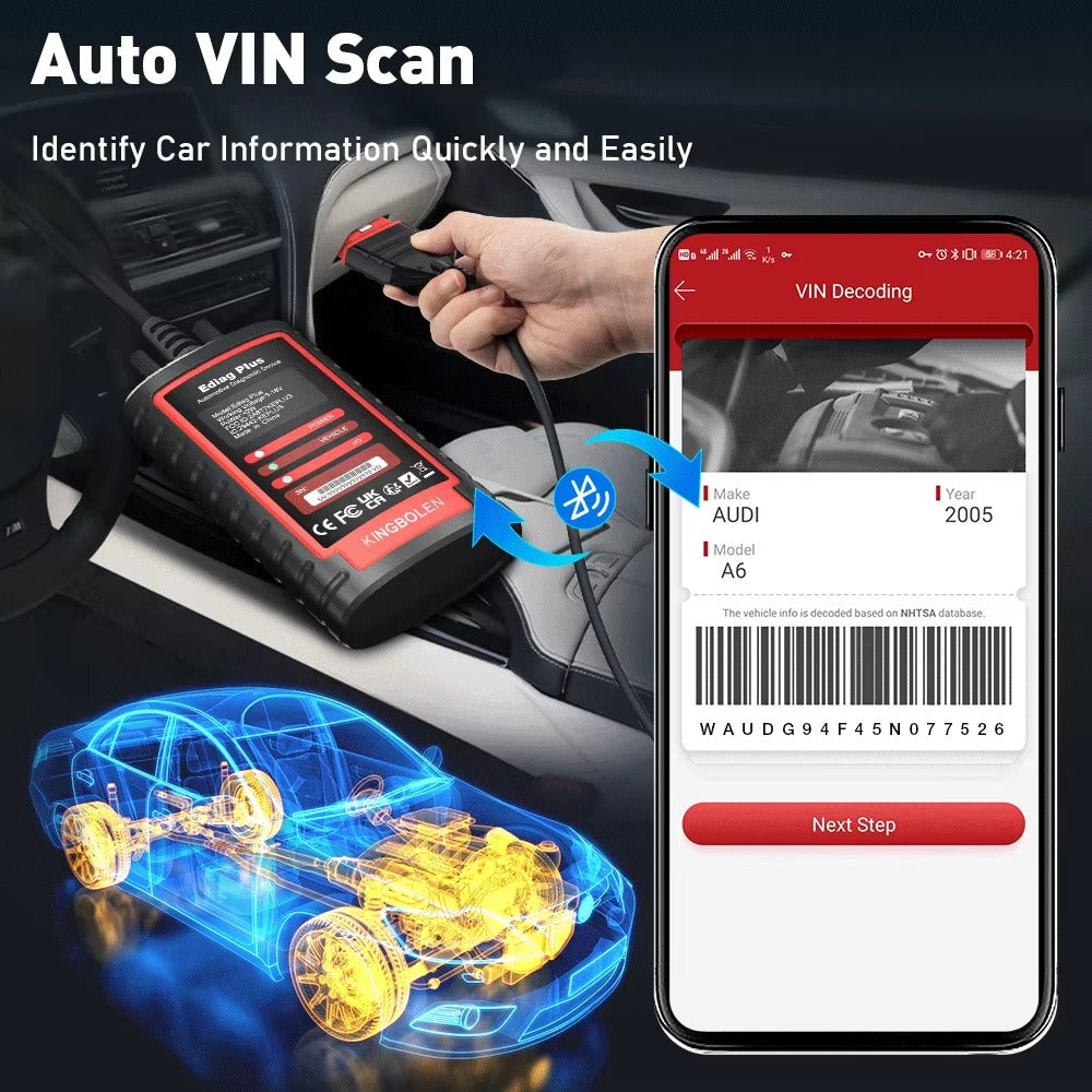 Escáner Automotriz KINGBOLEN Ediag Plus Diagnóstico OE, Bidireccional y Codificación ECU