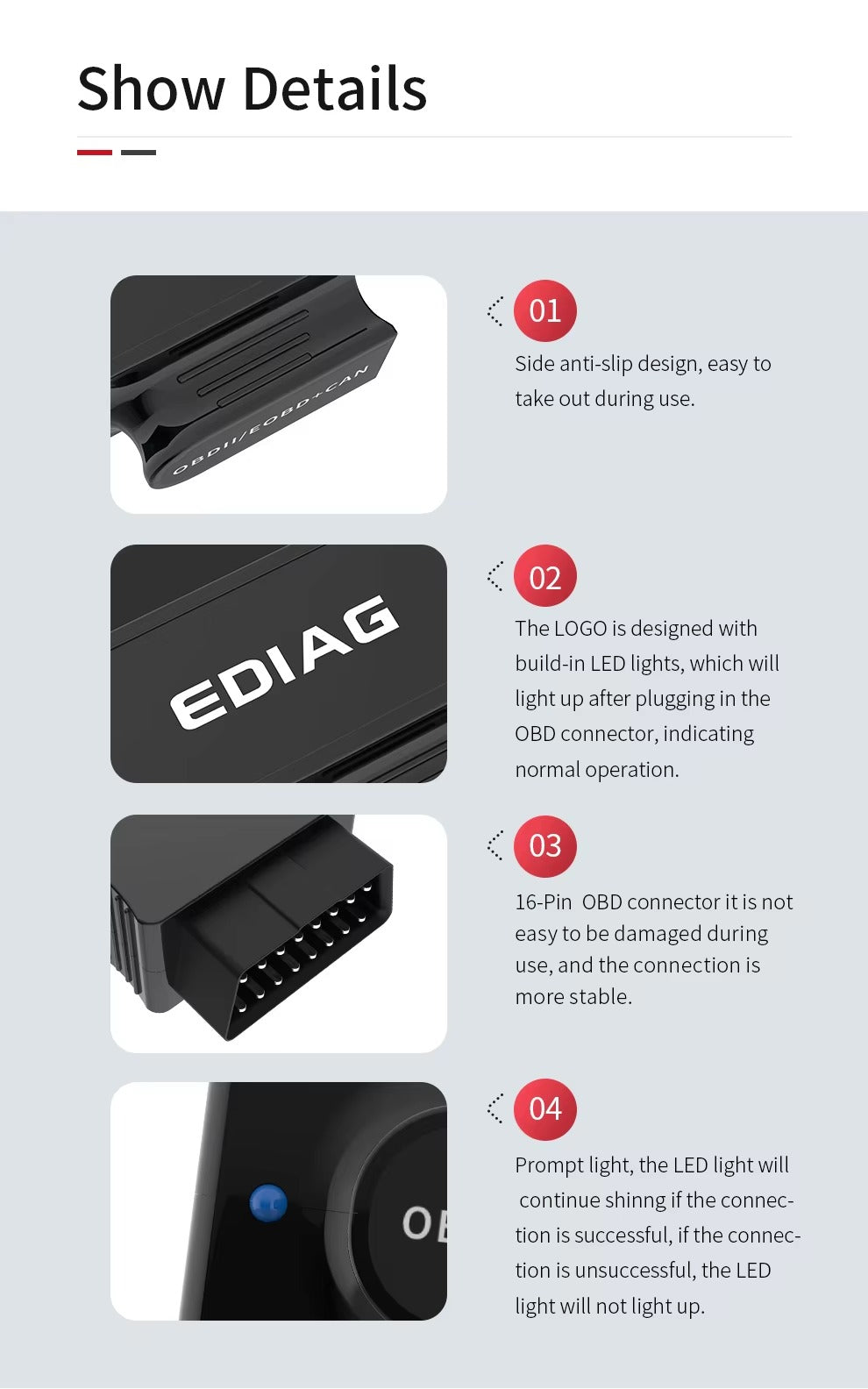 Interfaz de Diagnóstico EDIAG P03 (Bluetooth) – Escáner Automotriz OBD2 ELM327 V1.5