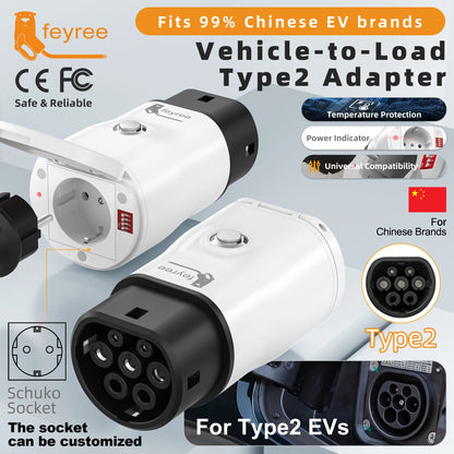 Adaptador V2L Feyree Tipo 2 a Schuko