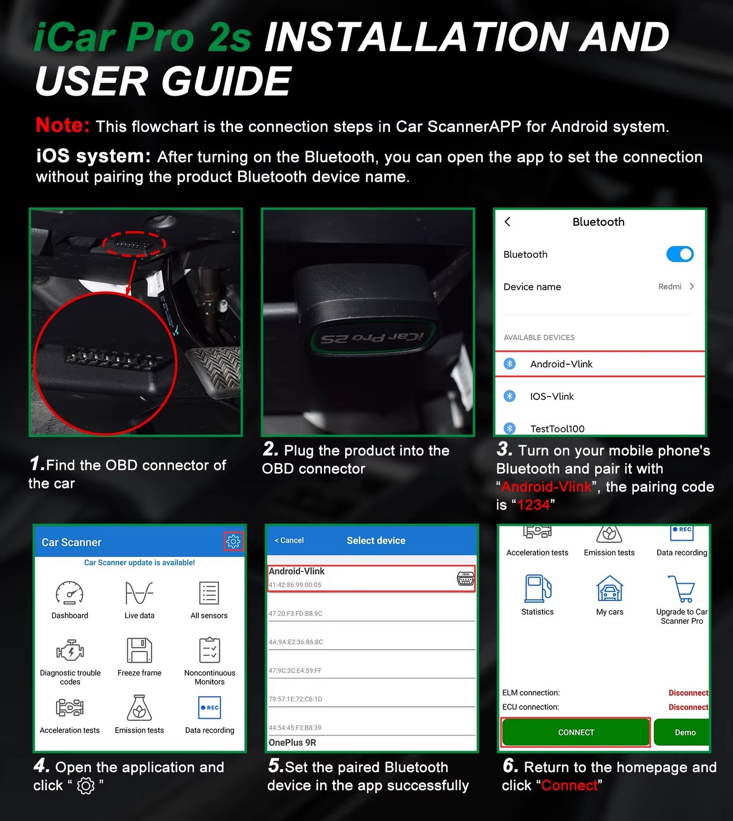 Escáner Vgate iCar Pro 2S Bluetooth 5.2 OBD2 para iOS, Android y PC