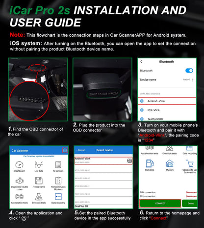 Escáner Vgate iCar Pro 2S Bluetooth 5.2 OBD2 para iOS, Android y PC