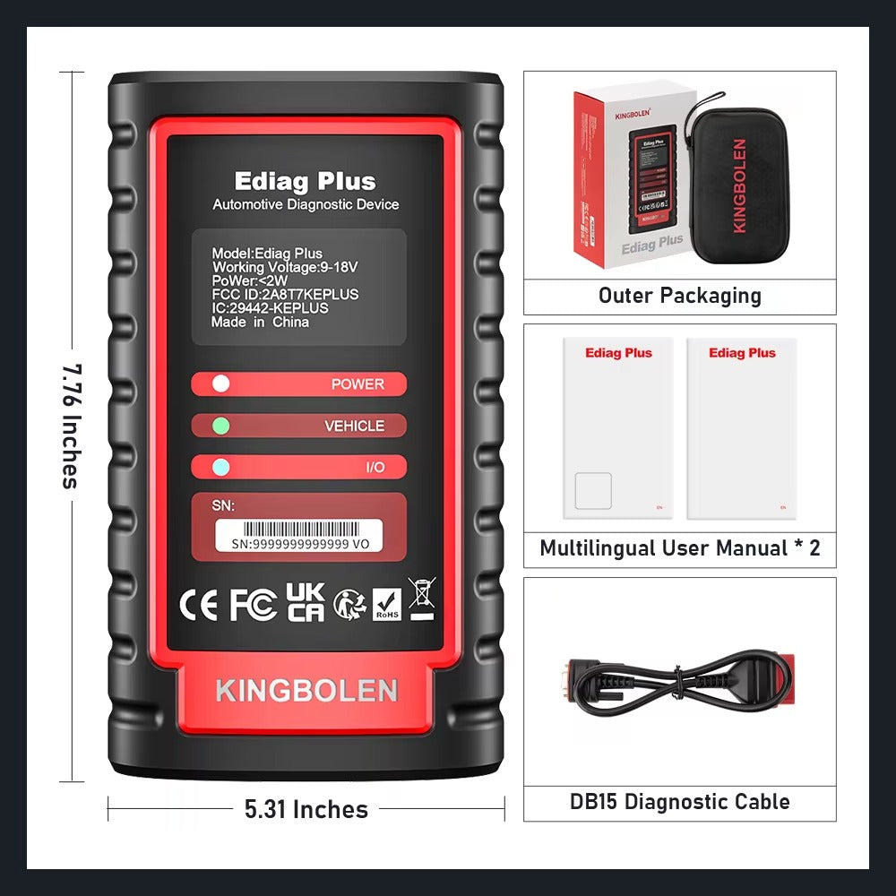 Escáner Automotriz KINGBOLEN Ediag Plus Diagnóstico OE, Bidireccional y Codificación ECU