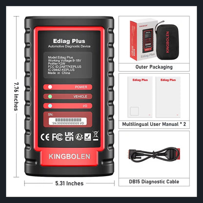 Escáner Automotriz KINGBOLEN Ediag Plus Diagnóstico OE, Bidireccional y Codificación ECU