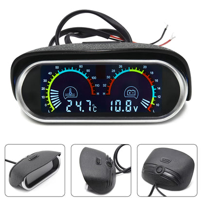 Medidor Temperatura Agua + Voltímetro LCD 2 en 1 12V/24V con Sensor NPT