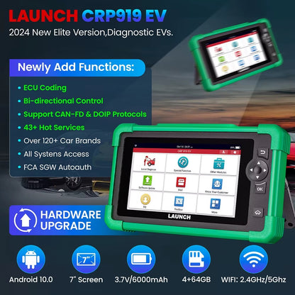 Scanner Automotriz LAUNCH CRP919 EV – Vehículos Eléctricos e Híbridos | 43 Funciones Especiales