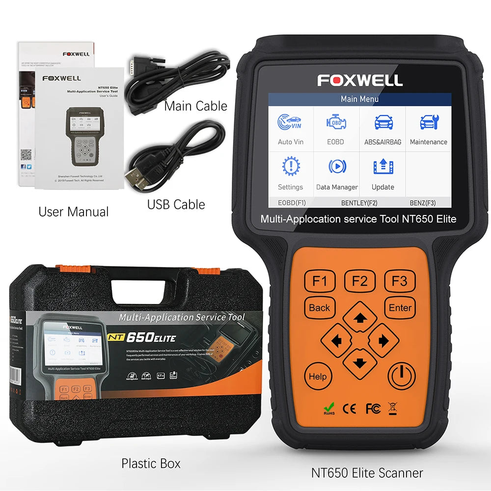 Escáner Automotriz Profesional con 26 Servicios de Mantenimiento-Foxwell NT650 Elite OBD2