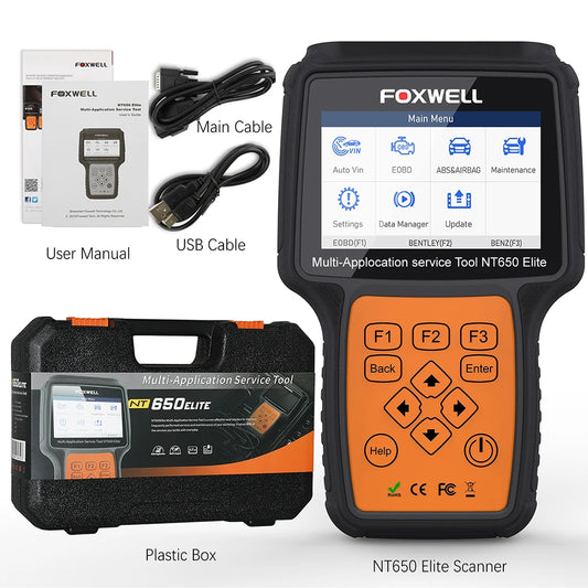 Escáner Automotriz Profesional con 26 Servicios de Mantenimiento-Foxwell NT650 Elite OBD2