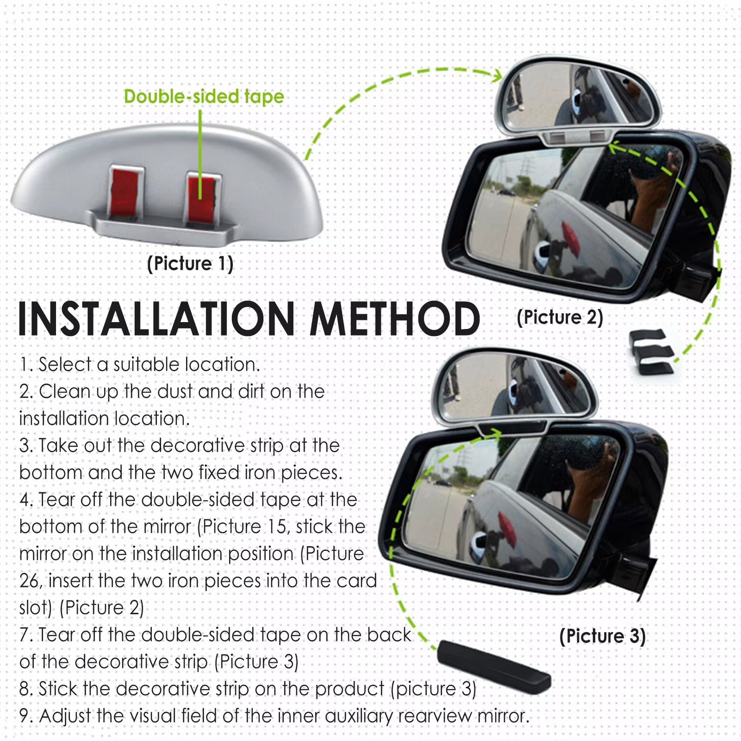 Espejos Punto Ciego 360° Ajustables  Seguridad Conducción (Par)