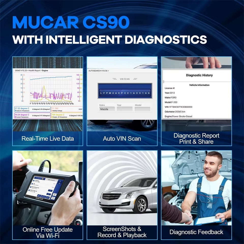 Scanner Automotriz MUCAR CS90 – 28 Funciones Reset + Diagnóstico Completo