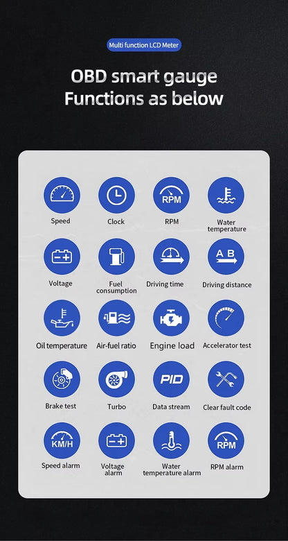Medidor Digital Inteligente OBD2 HUD P12 – Velocidad, Diagnóstico y Computador de Viaje