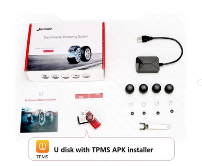 Sistema TPMS Android USB – Monitoreo Digital de Presión de Neumáticos + Tapas Indicadoras (Combo 2 en 1)