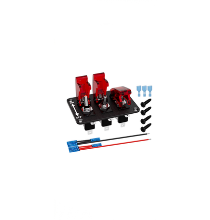 Panel 3 Interruptores Tipo Avión 12V LED Rojo SPST 20A