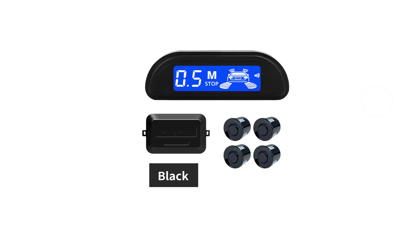 Kit Sensor de Estacionamiento Negro con Monitor LED 4 Sensores 22 mm 12V