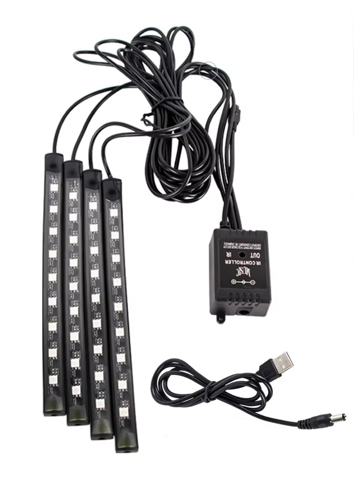 Kit de Neón LED Interior RGB USB – 36 LED Iluminación Ambiental para Vehículos Control App + Música