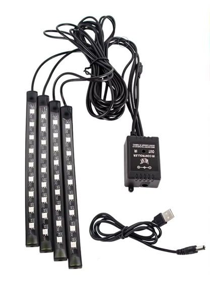 Kit de Neón LED Interior RGB USB – 36 LED Iluminación Ambiental para Vehículos Control App + Música