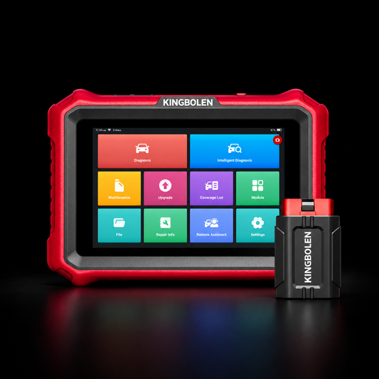 Kingbolen K8 Pro - Escáner Bidireccional CAN FD/DoIP con Codificación de ECU sobre fondo negro