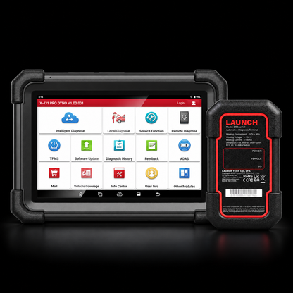 Launch X431 PRO DYNO - Escáner Bidireccional con Codificación de ECU sobre fondo negro