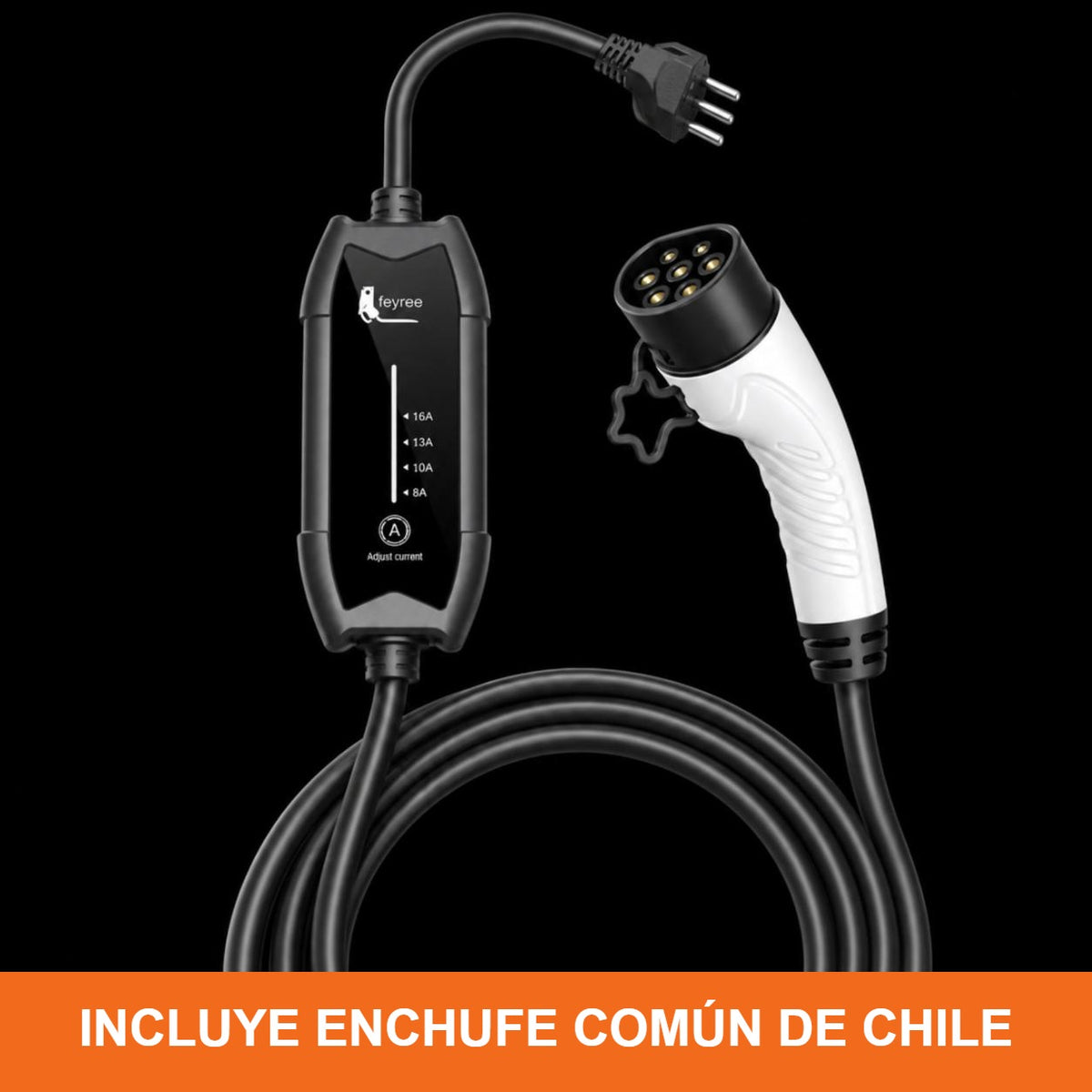 Cargador portátil Feyree Tipo 2 16A con enchufe chileno