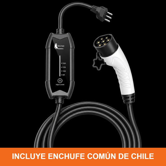 Cargador portátil Feyree Tipo 2 16A con enchufe chileno