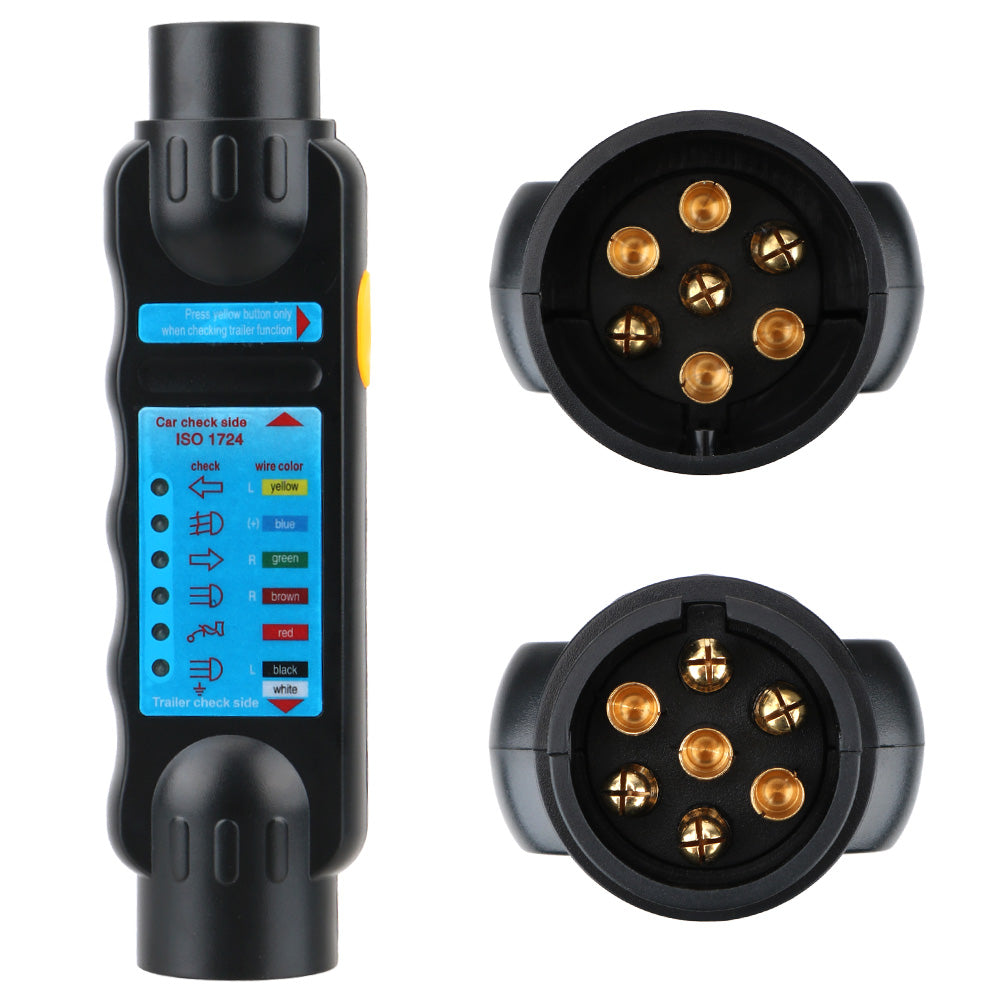 Probador de Remolque 7 Pines 12V Tester de Cableado y Luces para Barra, Remolque y Caravana